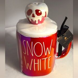 Rae Dunn Red Iridescent “Snow White” Mug with Apple Topper